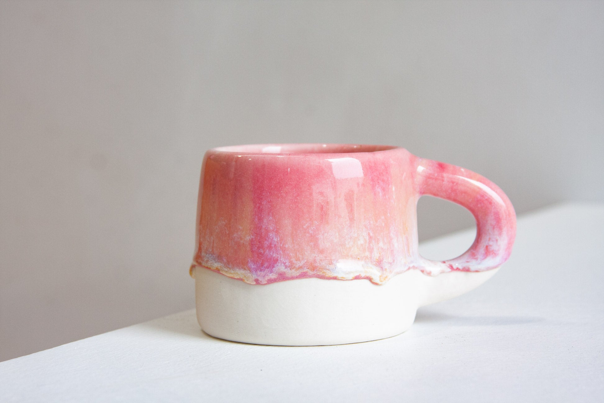 handmade ceramic pink and peach mug