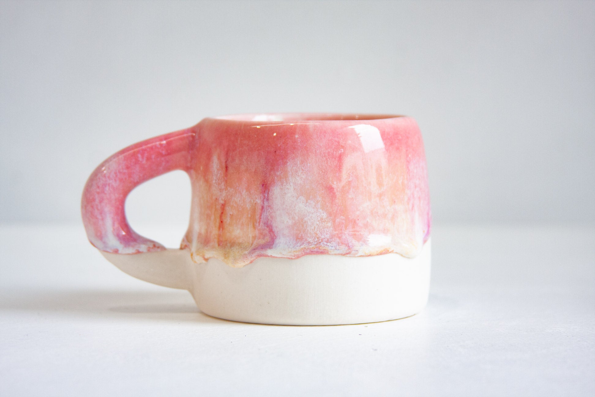 handmade ceramic pink and peach mug