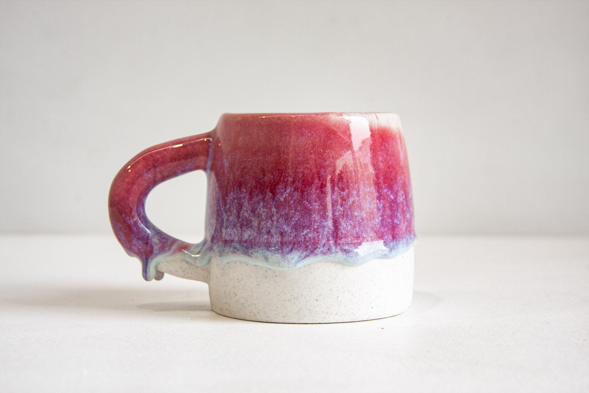 handmade ceramic large mug glazed in dark pink
