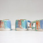 handmade ceramic drippy glazed mugs