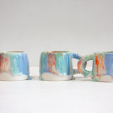 handmade ceramic drippy glazed mugs