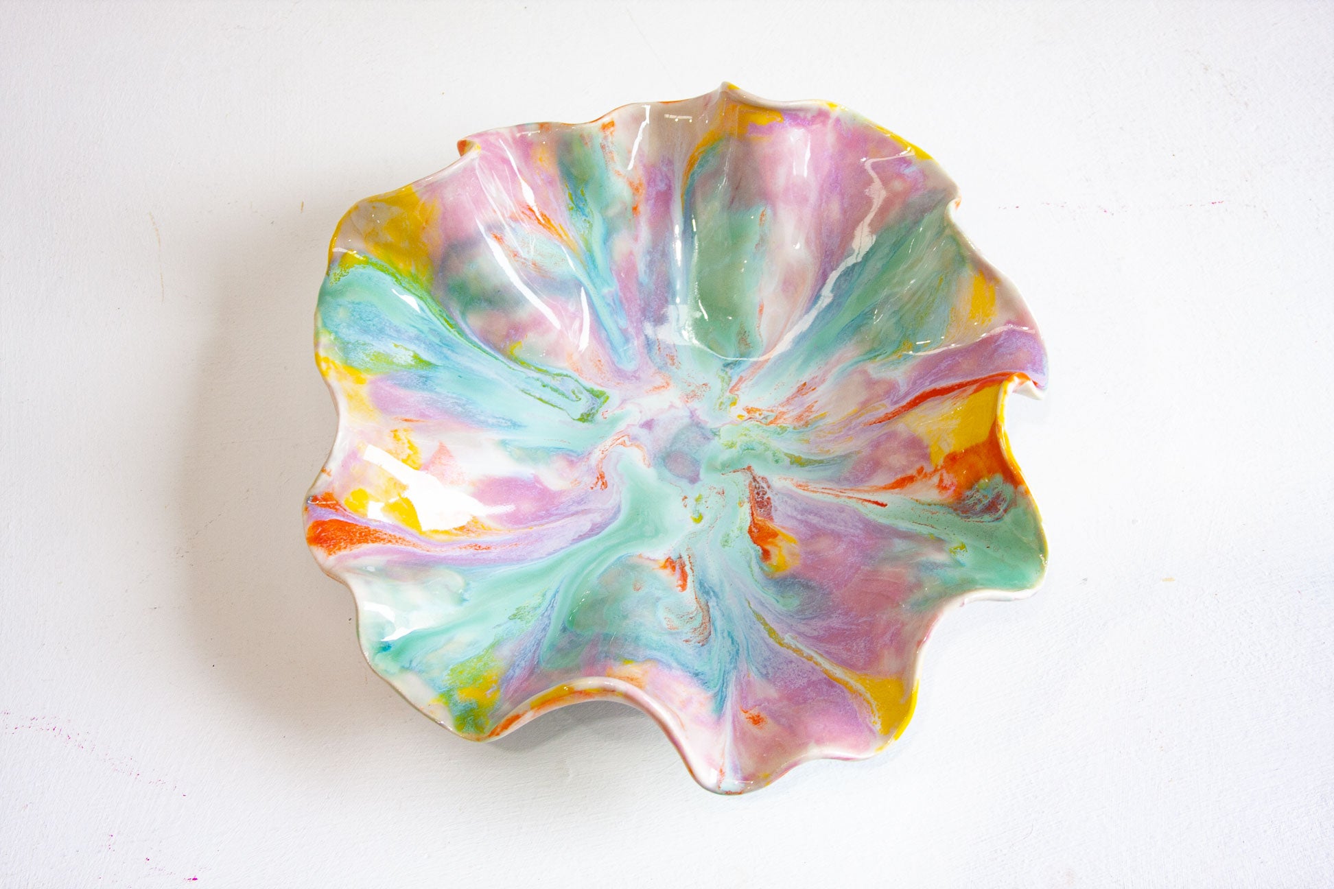 handmade ceramic decorative oyster shaped platter