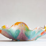 side view of handmade ceramic wavy platter