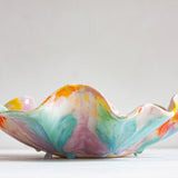 side view of handmade ceramic wavy platter