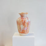 handmade ceramic brown, pink, cream and peach sculptural vase.