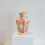 handmade ceramic brown, pink, cream and peach sculptural vase.