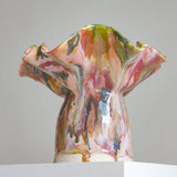 handmade ceramic table lamp on plinth shown from below 