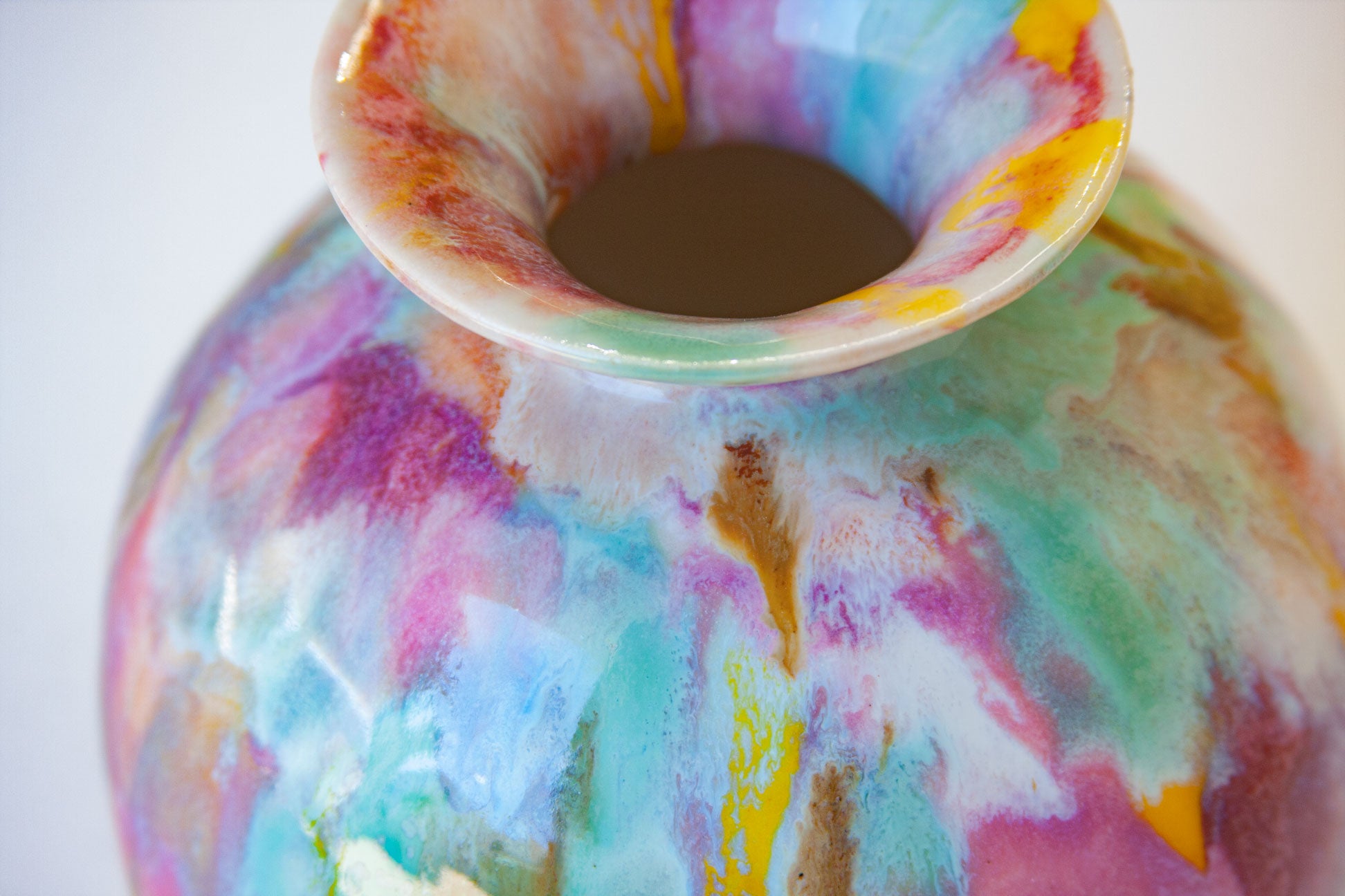 handmade ceramic brightly coloured vase