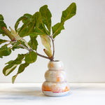 handmade ceramic sculptural pink, cream vase