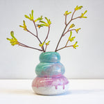 Handmade ceramic sculptural purple and blue vase