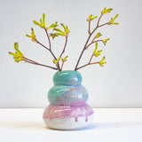 Handmade ceramic sculptural purple and blue vase