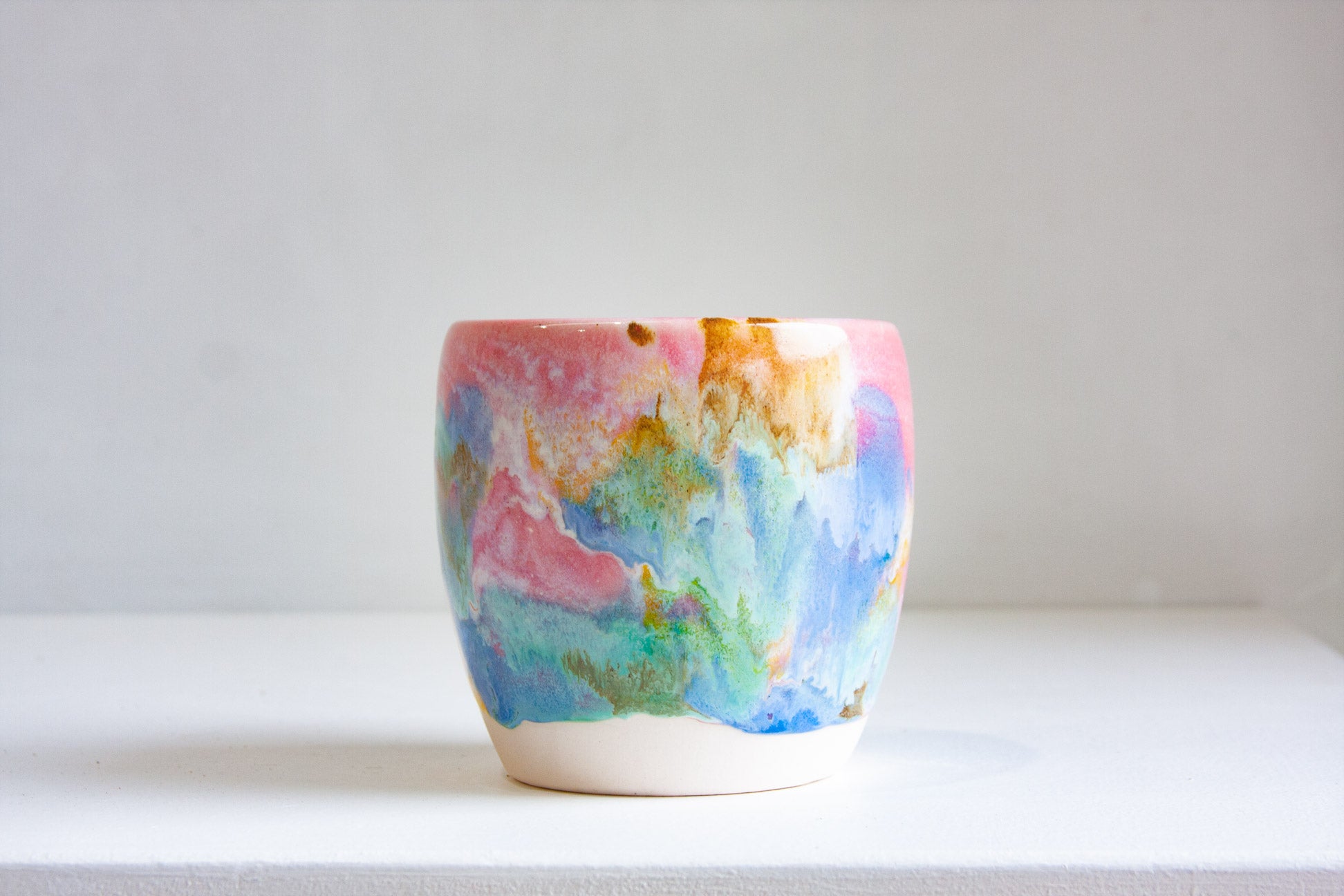 handmade ceramic pastel rainbow planter