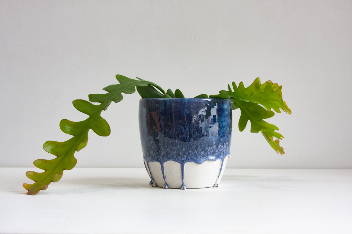 handmade ceramic blue planter