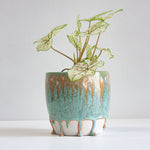 handmade ceramic green and peach planter