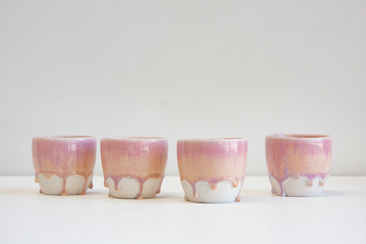 handmade ceramic peach and purple cup