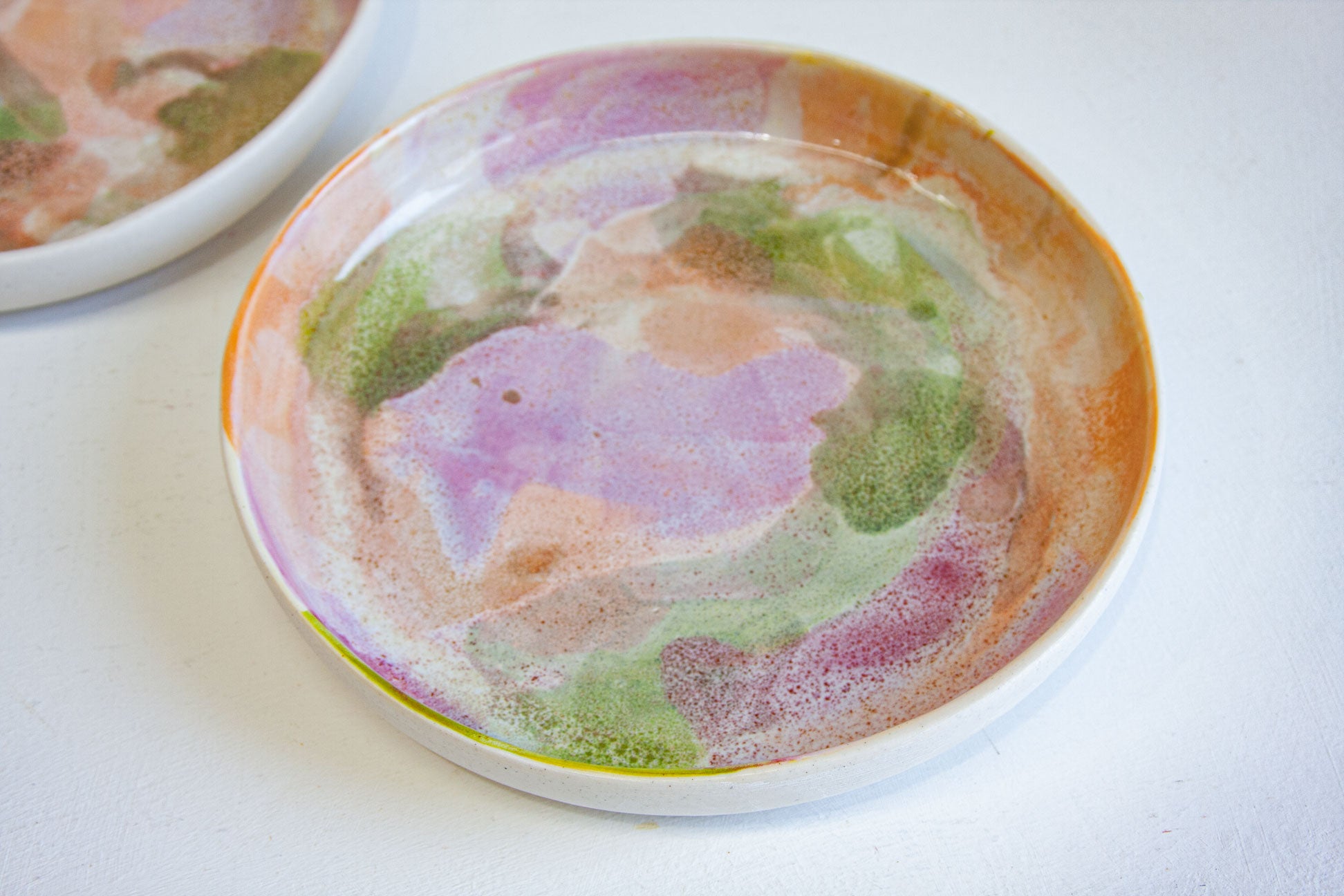 handmade ceramic multicoloured deep plate