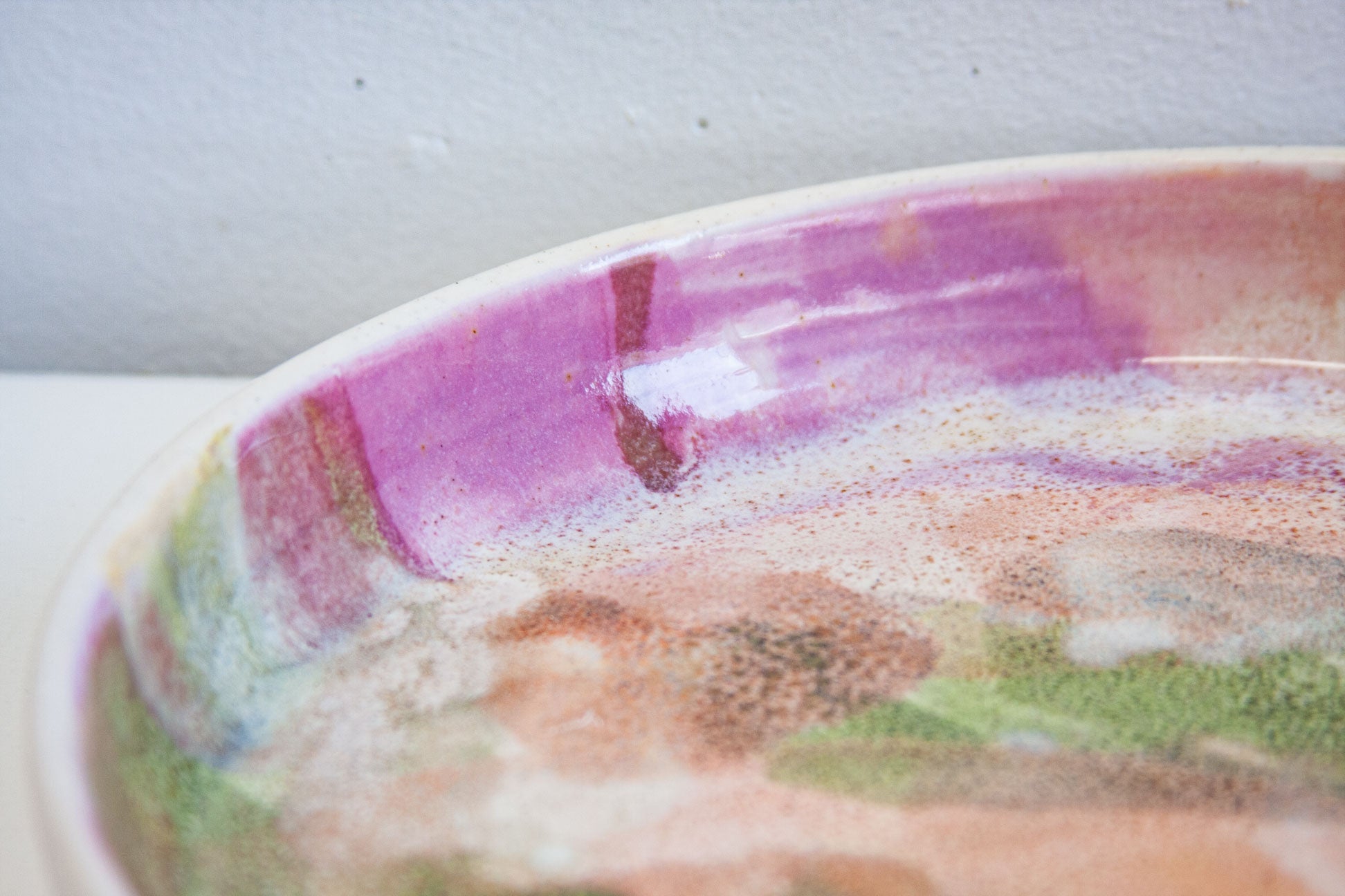 view of the rim of handmade ceramic plate