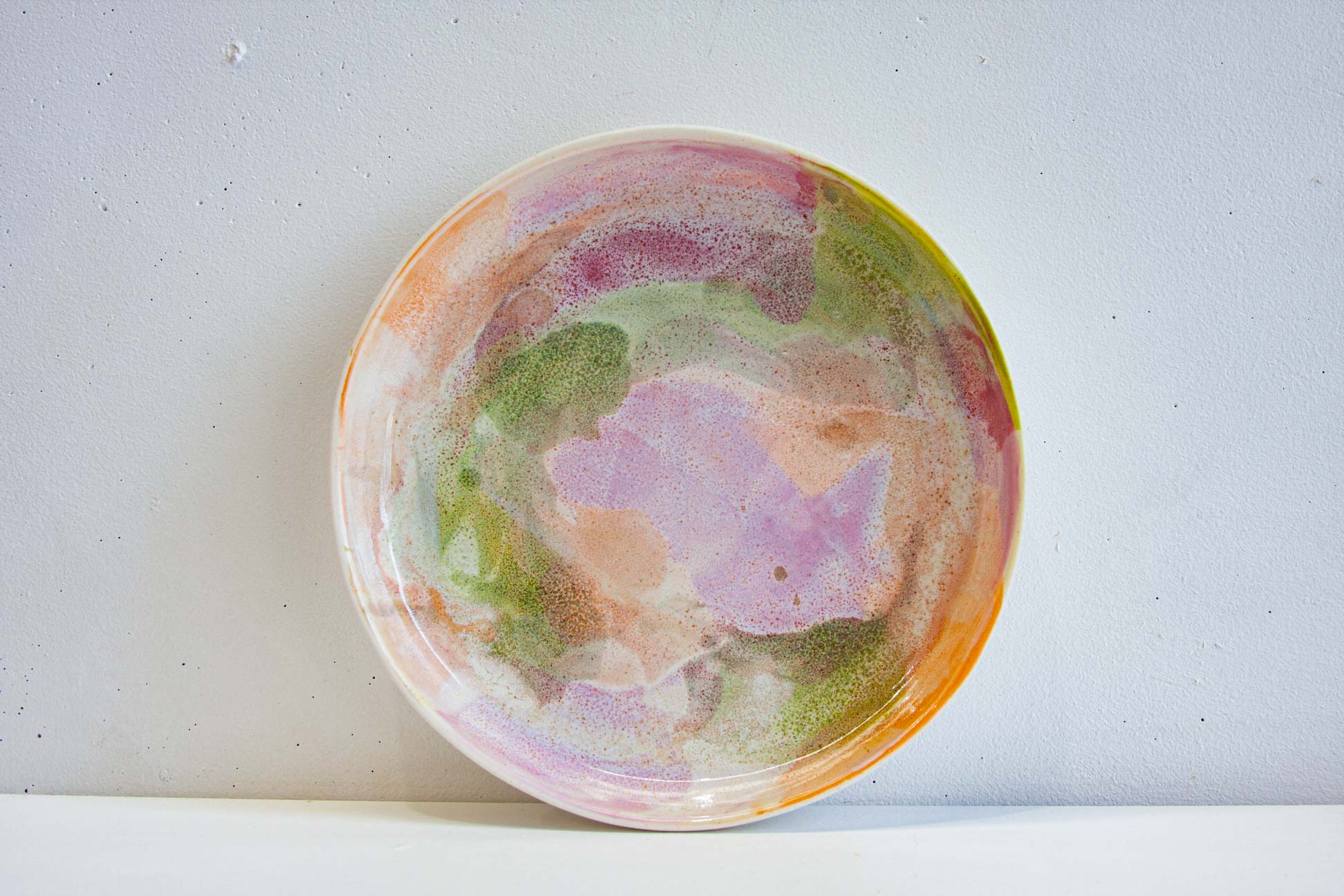 handmade ceramic pastel coloured deep plate
