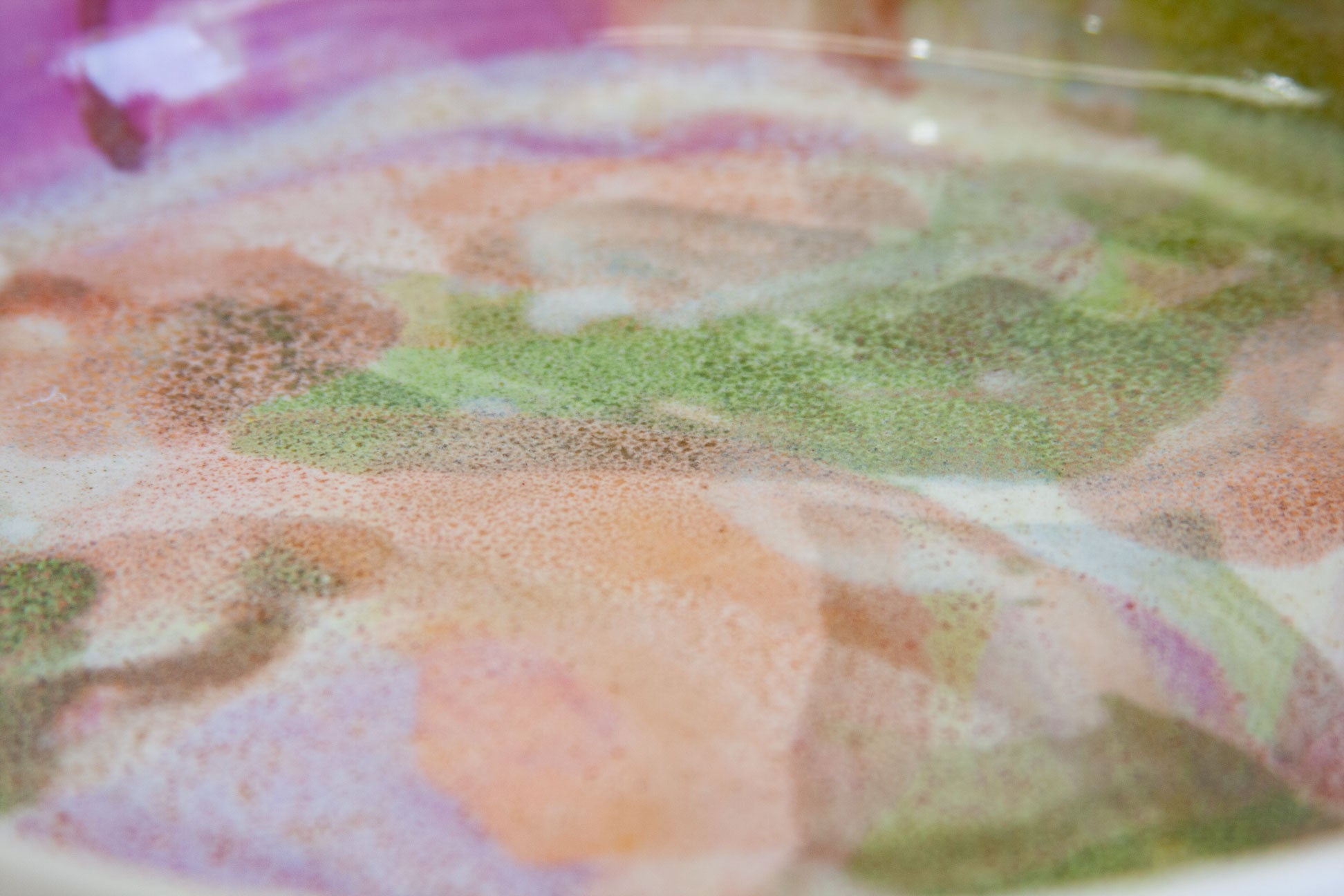 close up of glaze details on handmade ceramic plate