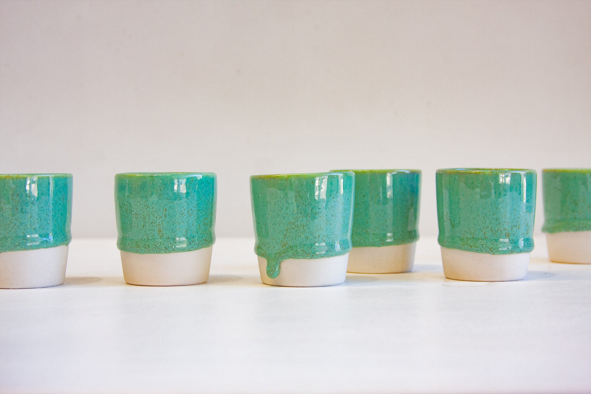 handmade ceramic green espresso cups