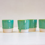 handmade ceramic green espresso cups