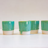 handmade ceramic green espresso cups