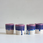 Handmade ceramic blue and pink espresso cup