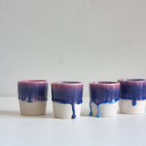 Handmade ceramic blue and pink espresso cup