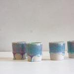 Handmade ceramic purple and blue espresso cup