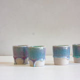 Handmade ceramic purple and blue espresso cup