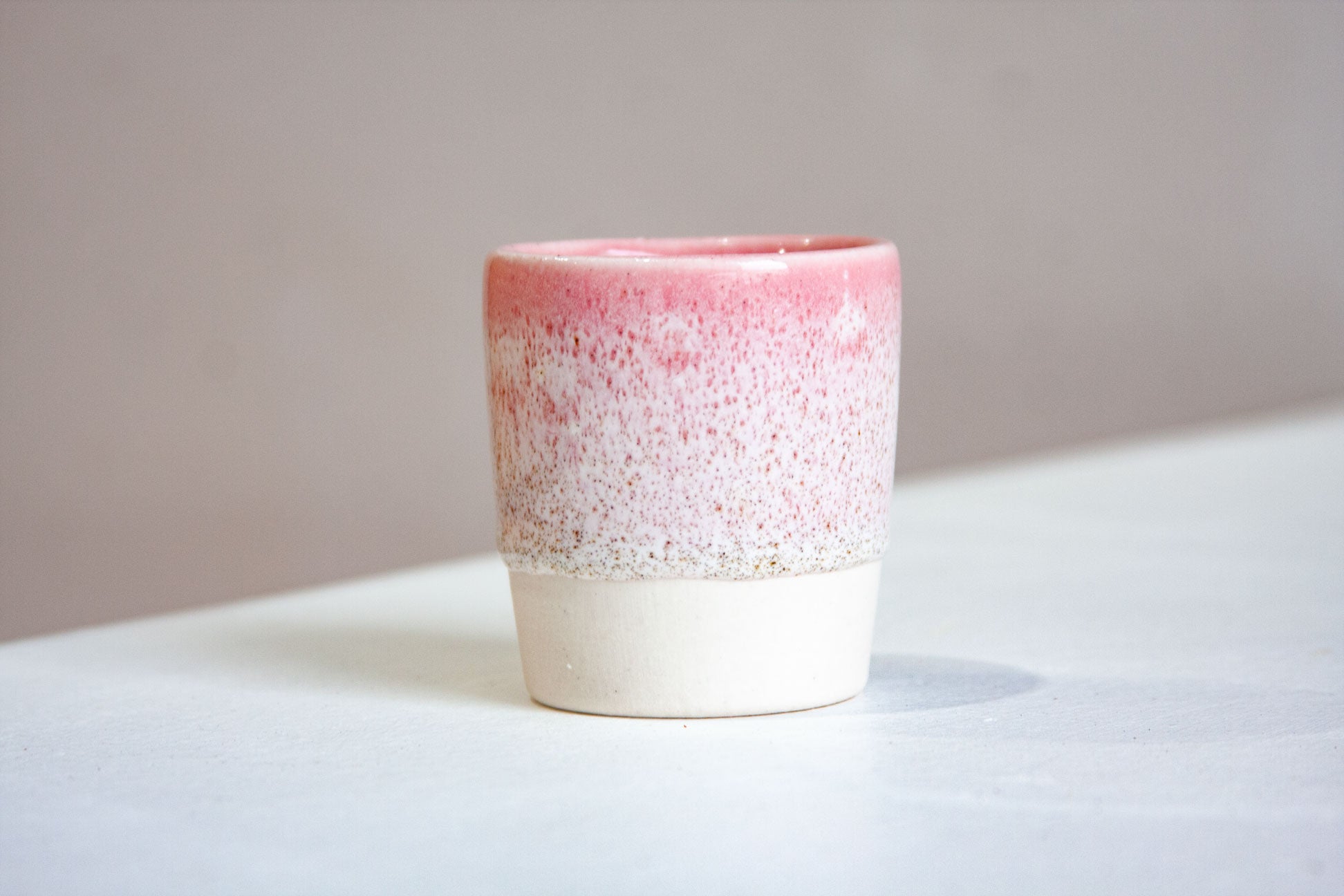 handmade ceramic single speckled pink espresso cup