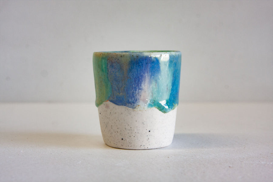 Seconds Sale Handmade Espresso Cup - Blue, Green & Peach