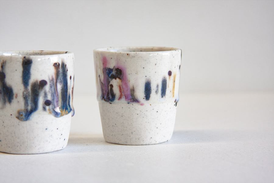 Handmade Ceramic Espresso Cup - Splatter Galaxy