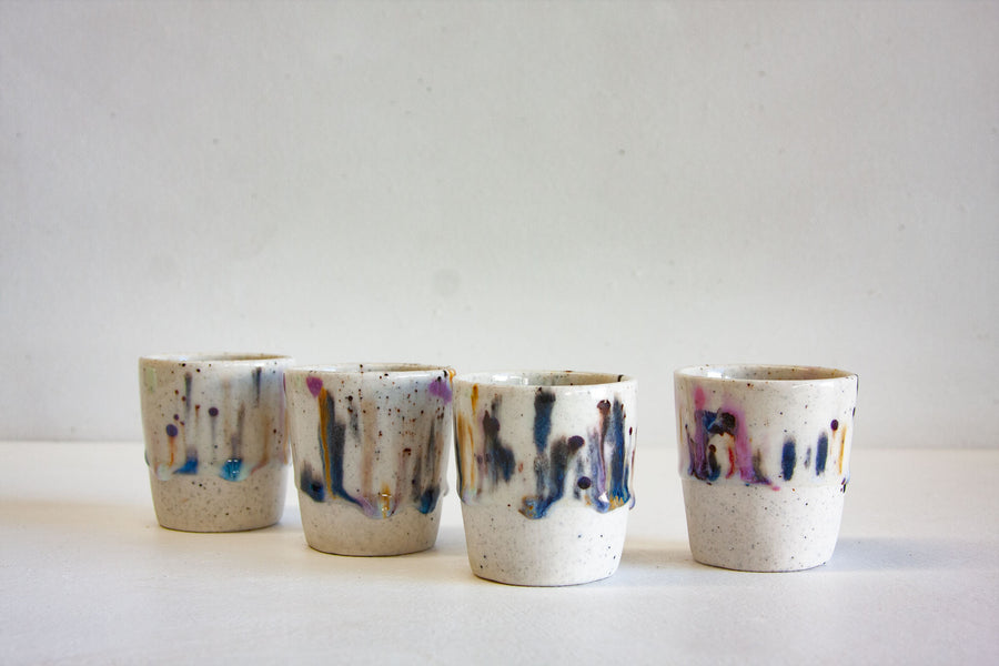 Handmade Ceramic Espresso Cup - Splatter Galaxy