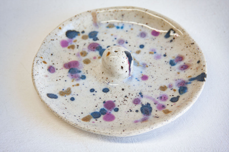 Seconds Sale Handmade Ceramic Incense Holder - Splatter Galaxy