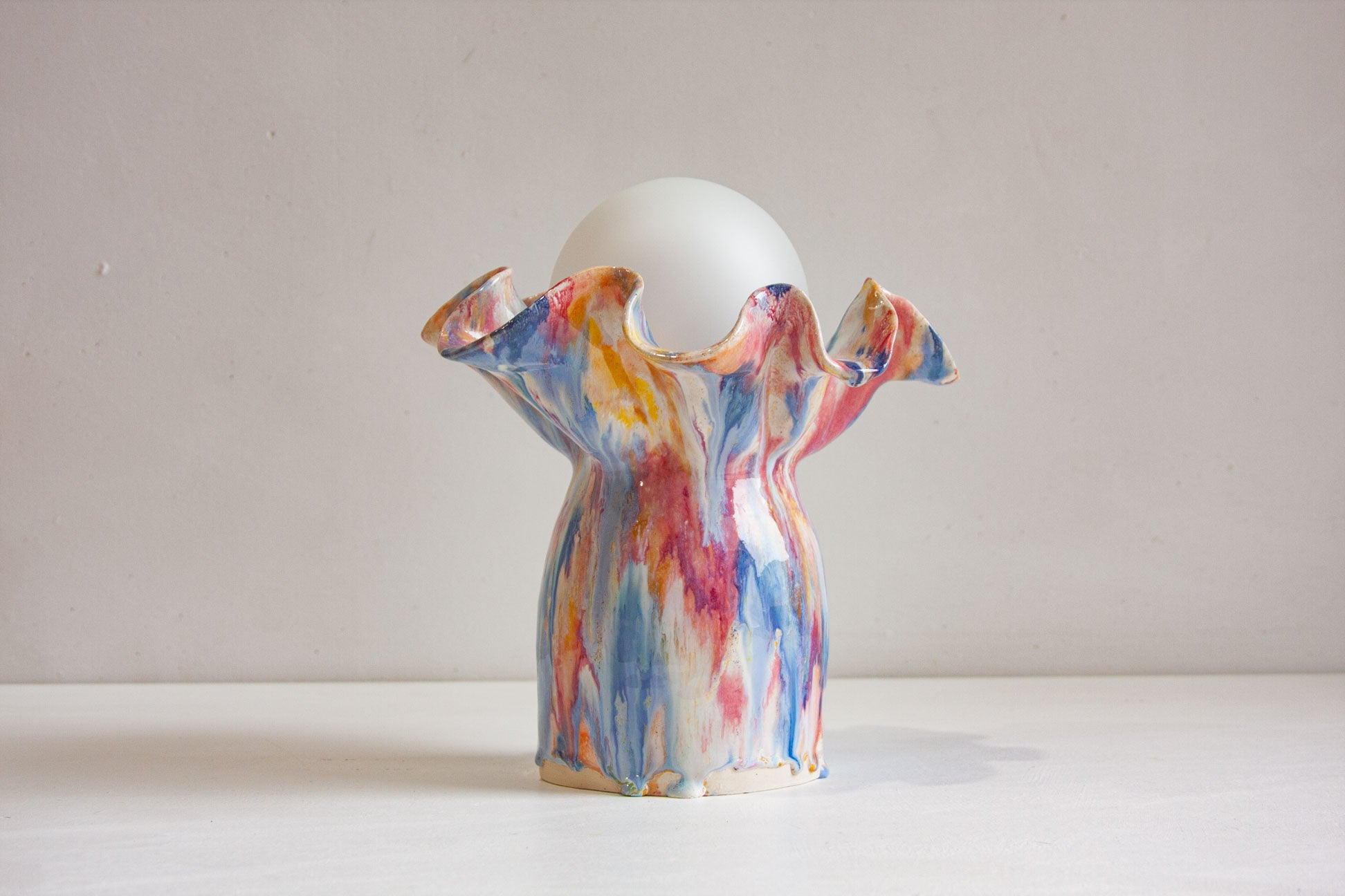 handmade ceramic sculptural oyster table lamp