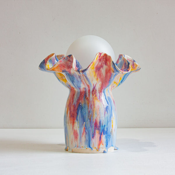 handmade sculptural colourful ceramic table lamp