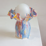 handmade ceramic sculptural table lamp on table