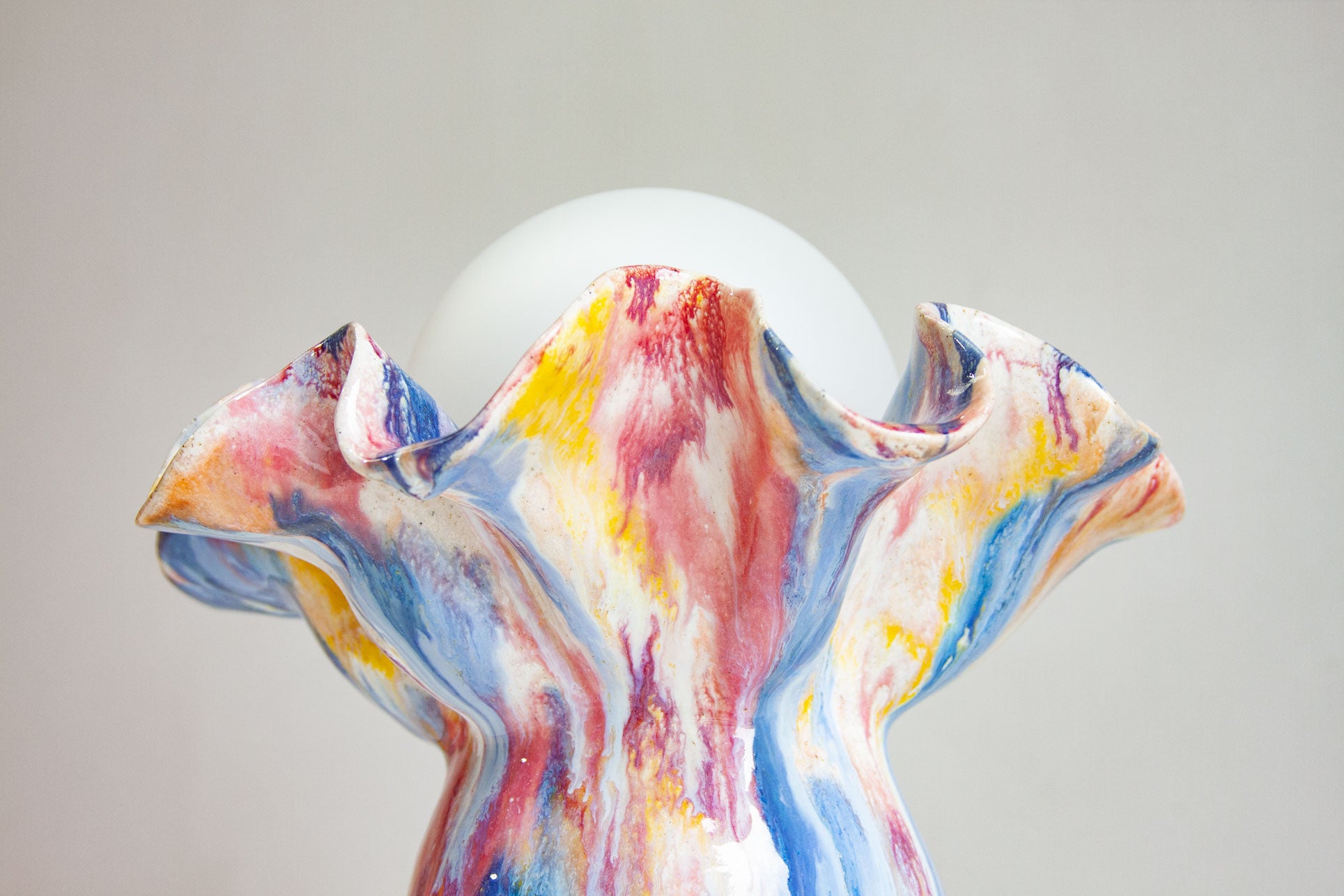 details of a handmade ceramic table lamp