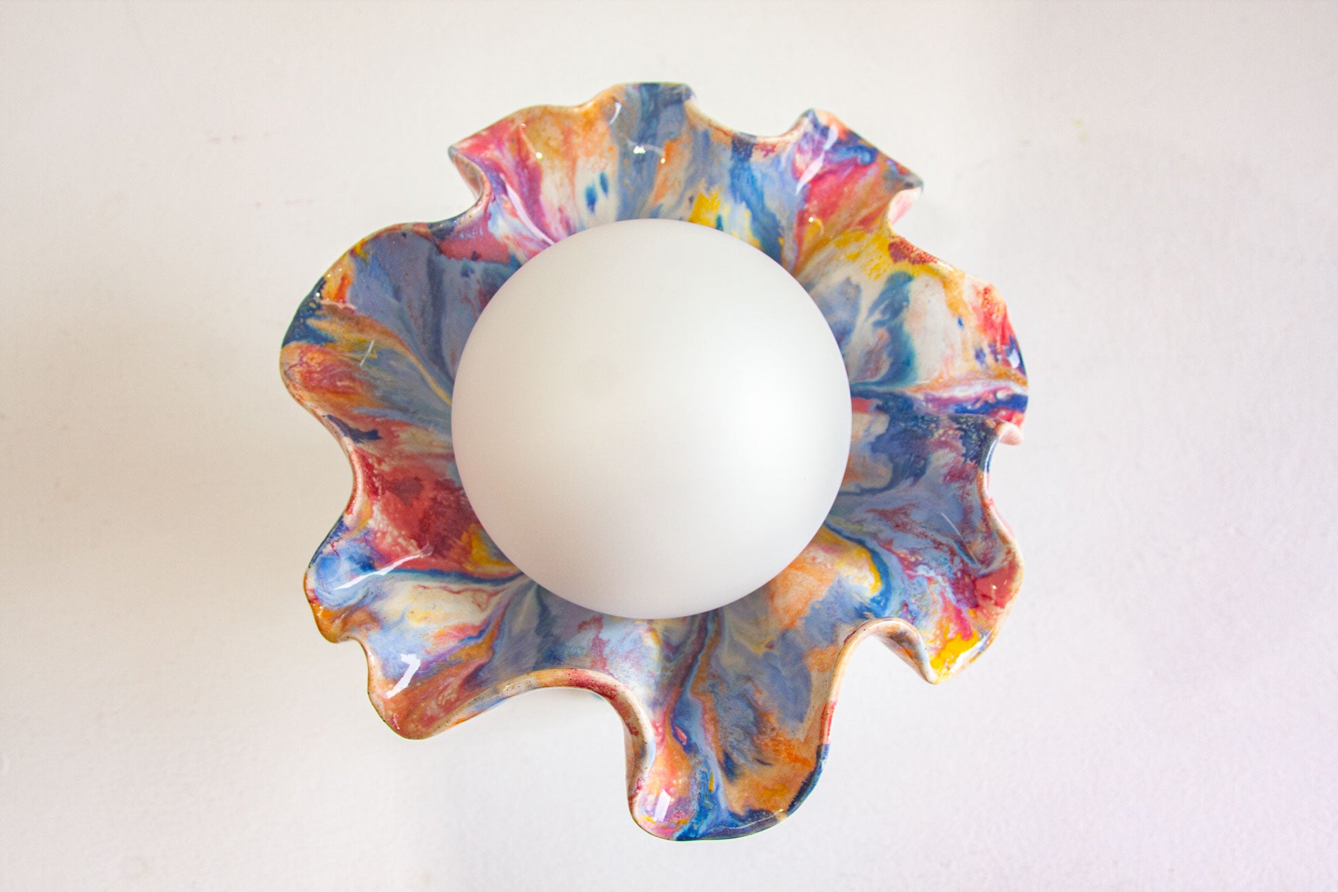handmade ceramic table lamp photo taken from birds eye