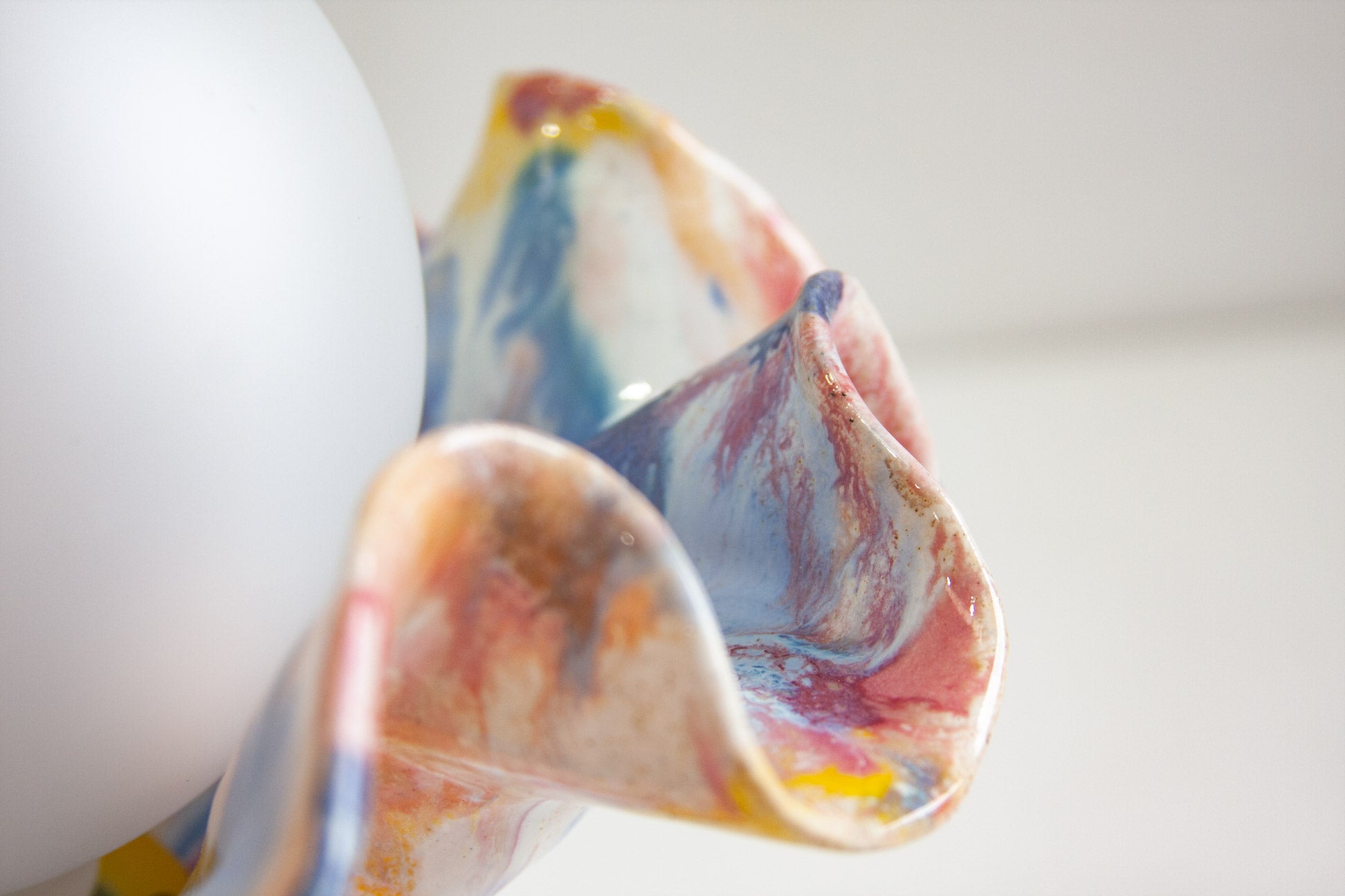 Close up of ceramic folds on tablelamp