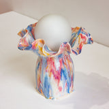handmade sculptural oyster shaped ceramic table lamp with large bulb