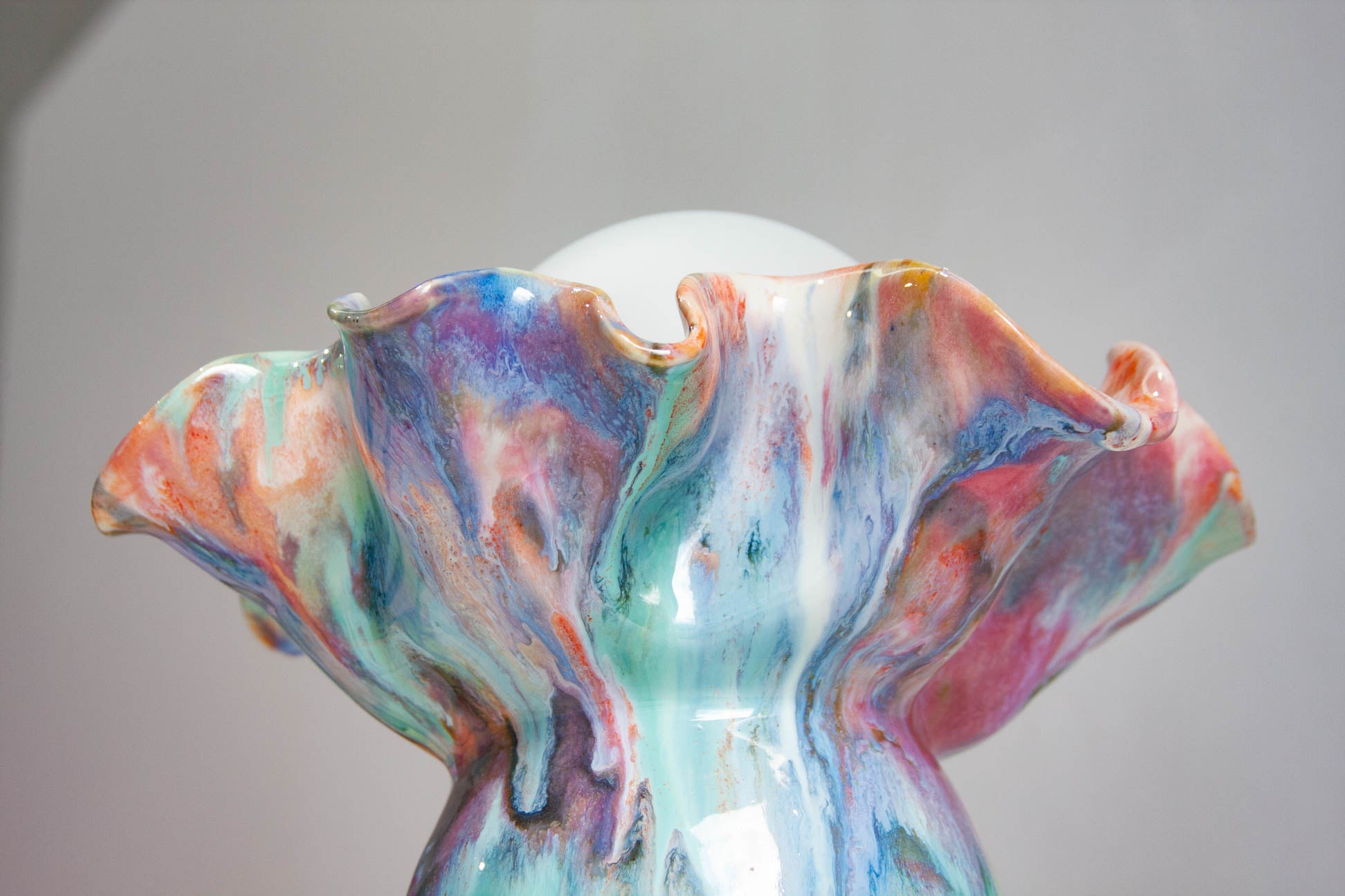 side view of handmade ceramic table lamp