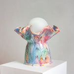 handmade ceramic table lamp on a plinth