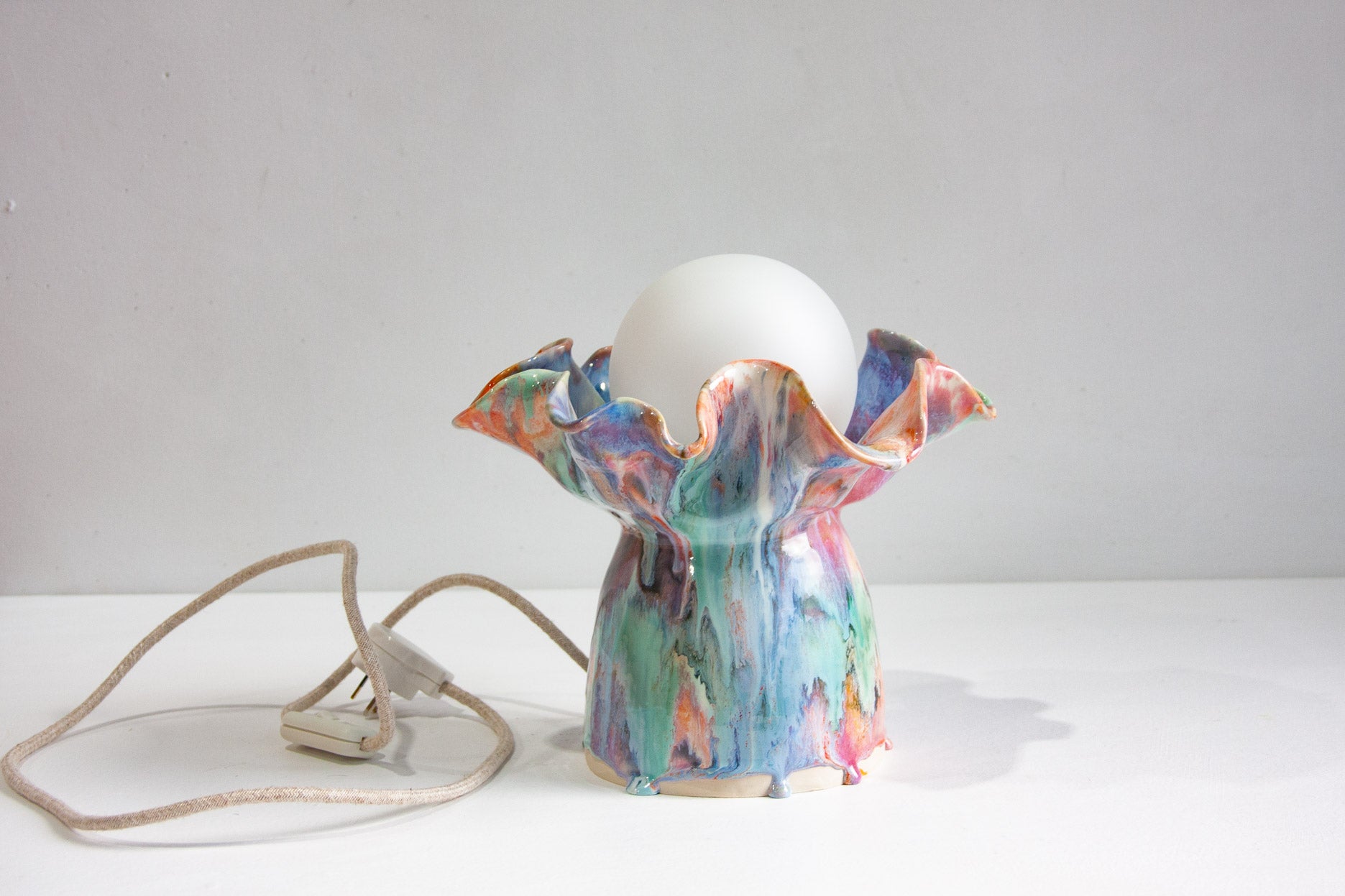 handmade ceramic table with cord
