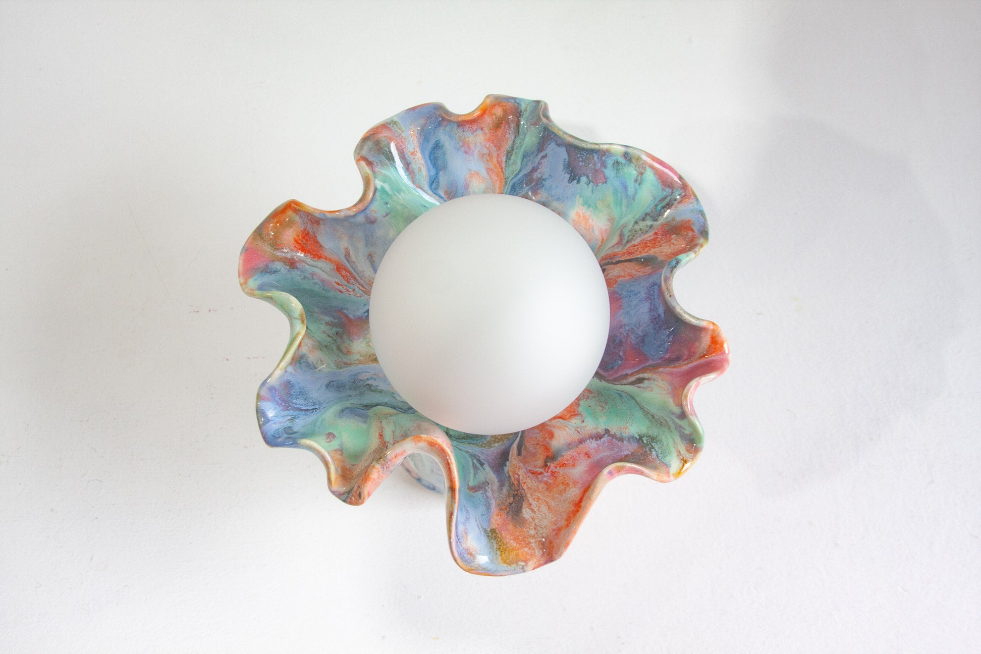 birdseye view of ceramic table lamp