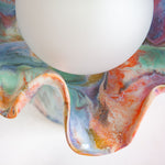 view of the rim of the ceramic colourful table lamp