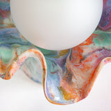 view of the rim of the ceramic colourful table lamp