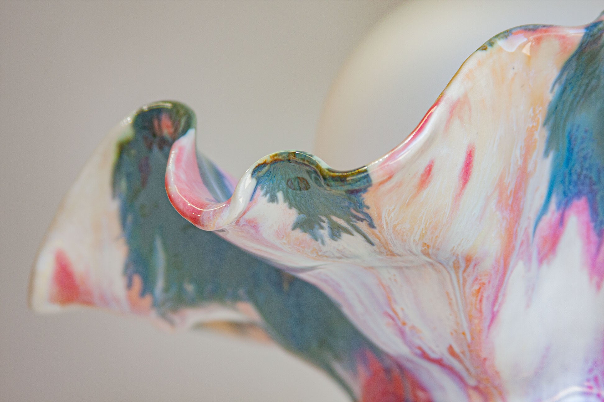 details of underneath the rim/edge of handmade ceramic table lamp
