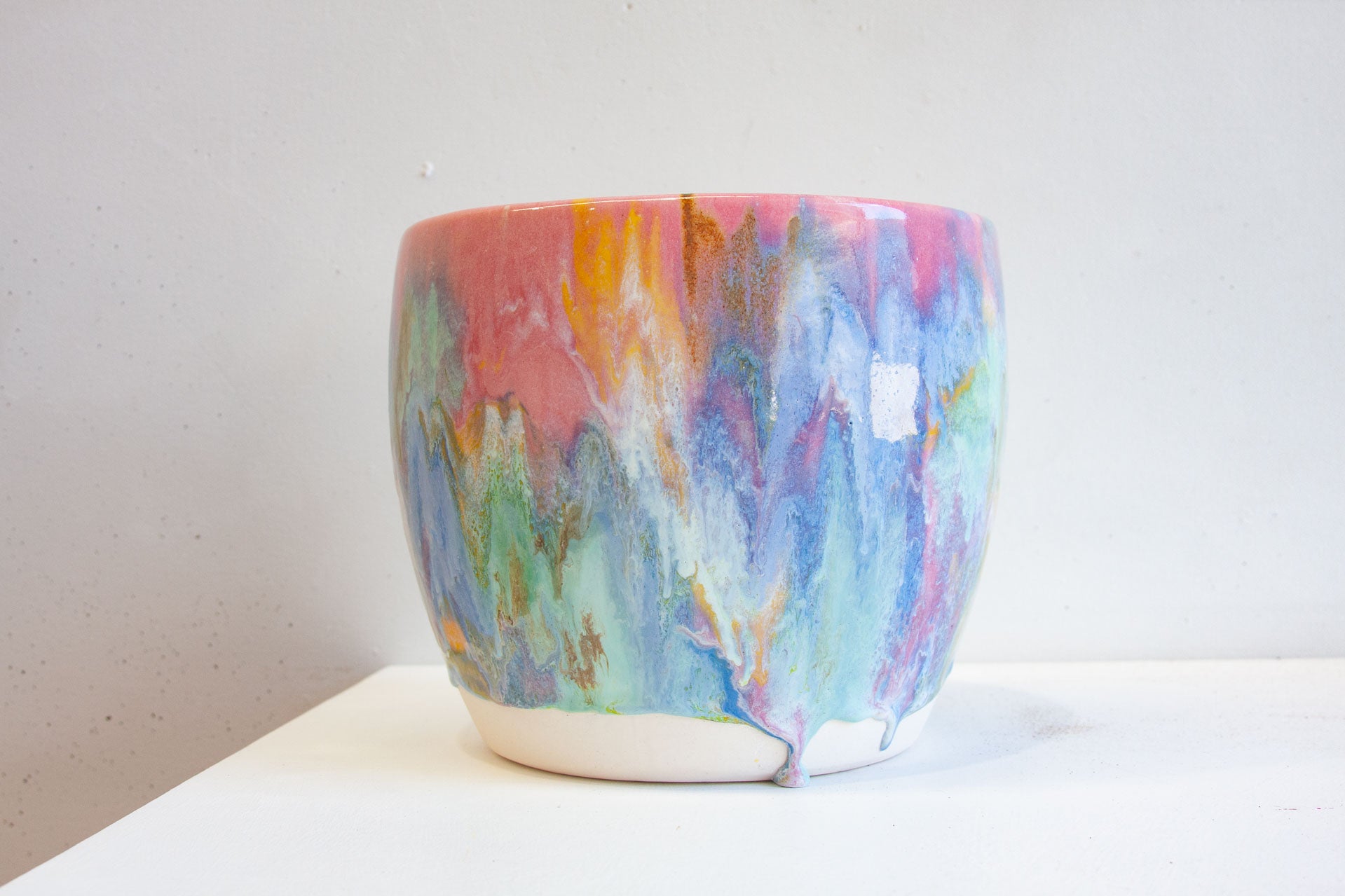 Handmade ceramic pastel glazed large planter